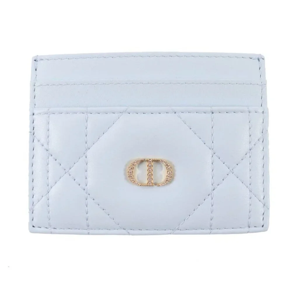 Christian Dior 25 AW Caro Freesia Crystal Card Holder Lambskin Card Case